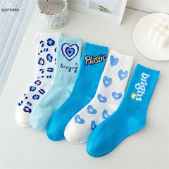 5 Pairs Women's Mixed Pattern Mid Tube Socks