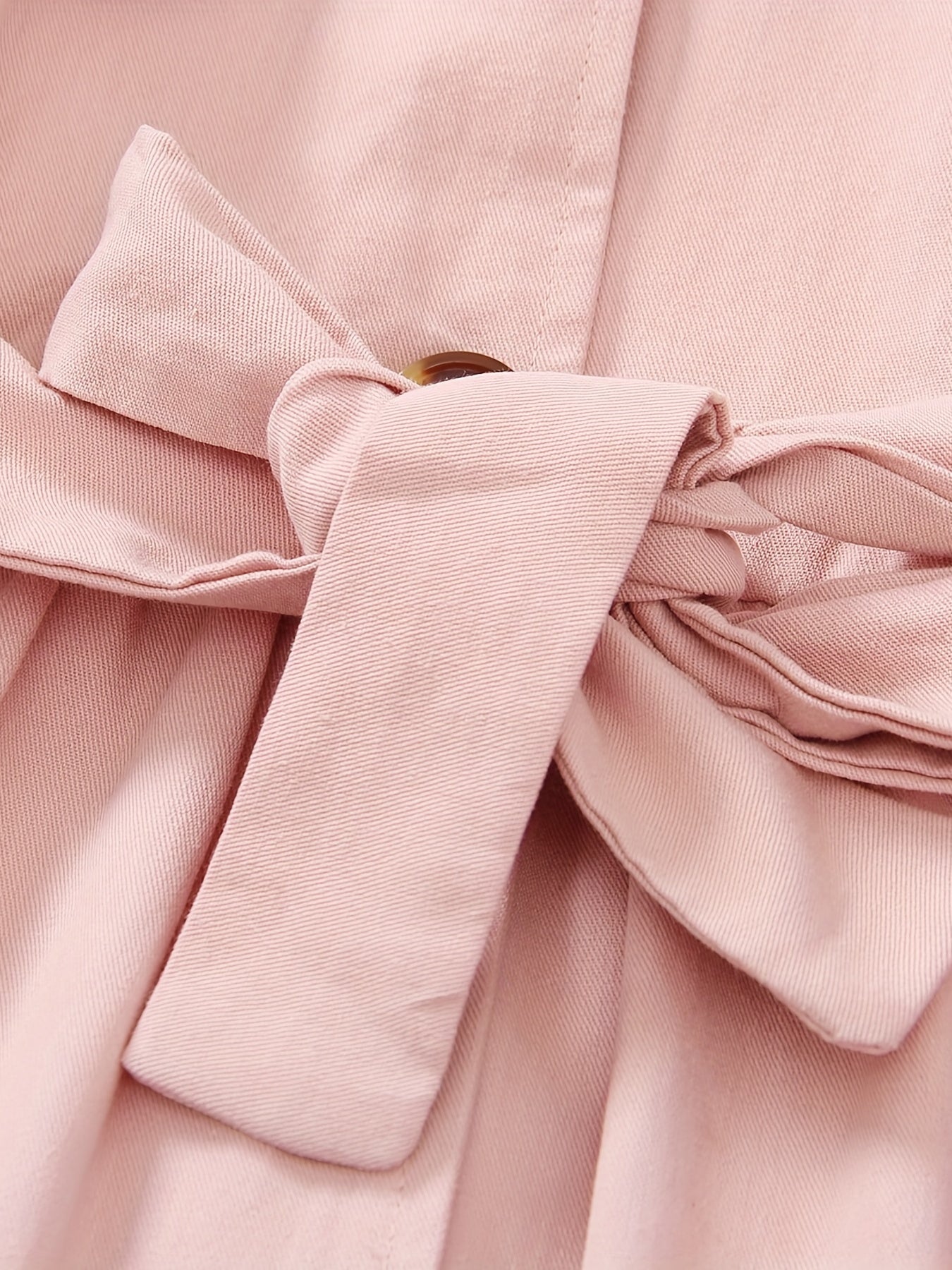 Toddler Girl Lapel Collar Belted Pink Trench Coat Casual Button Windbreaker