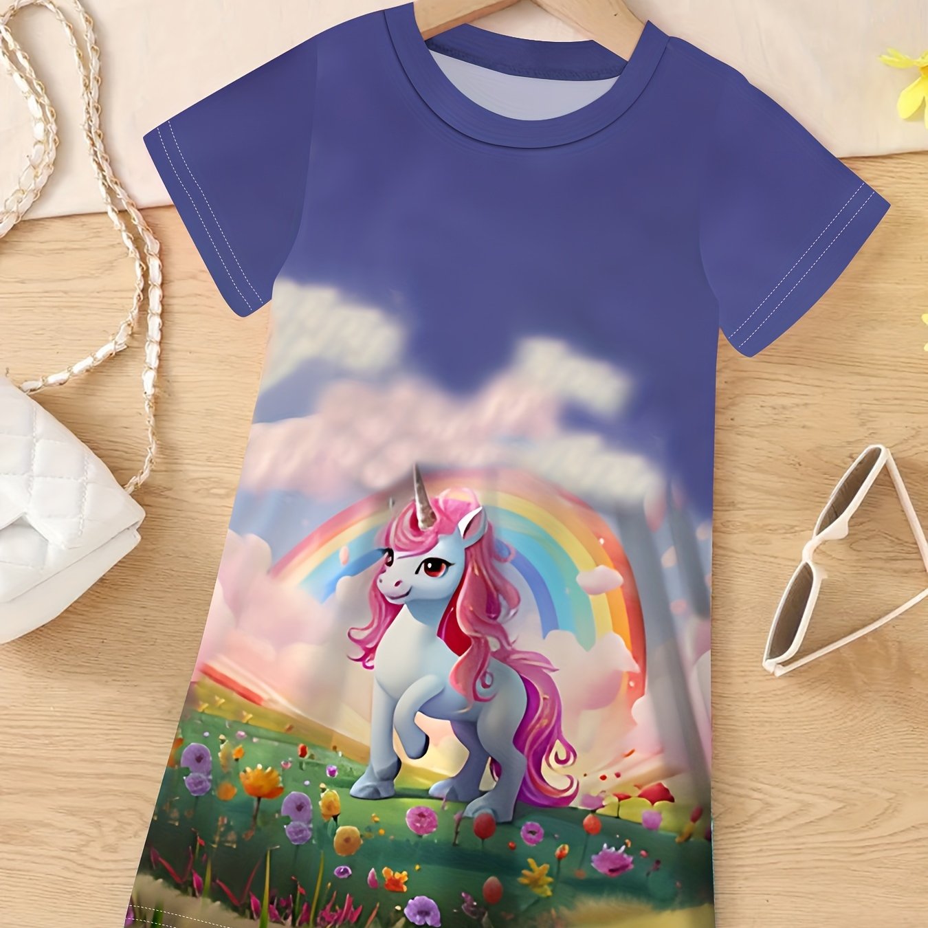 Unicorn Dreamland Short Sleeve Dress for Girls