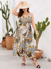 Leopard Print Maxi Cami Dress With Belt
