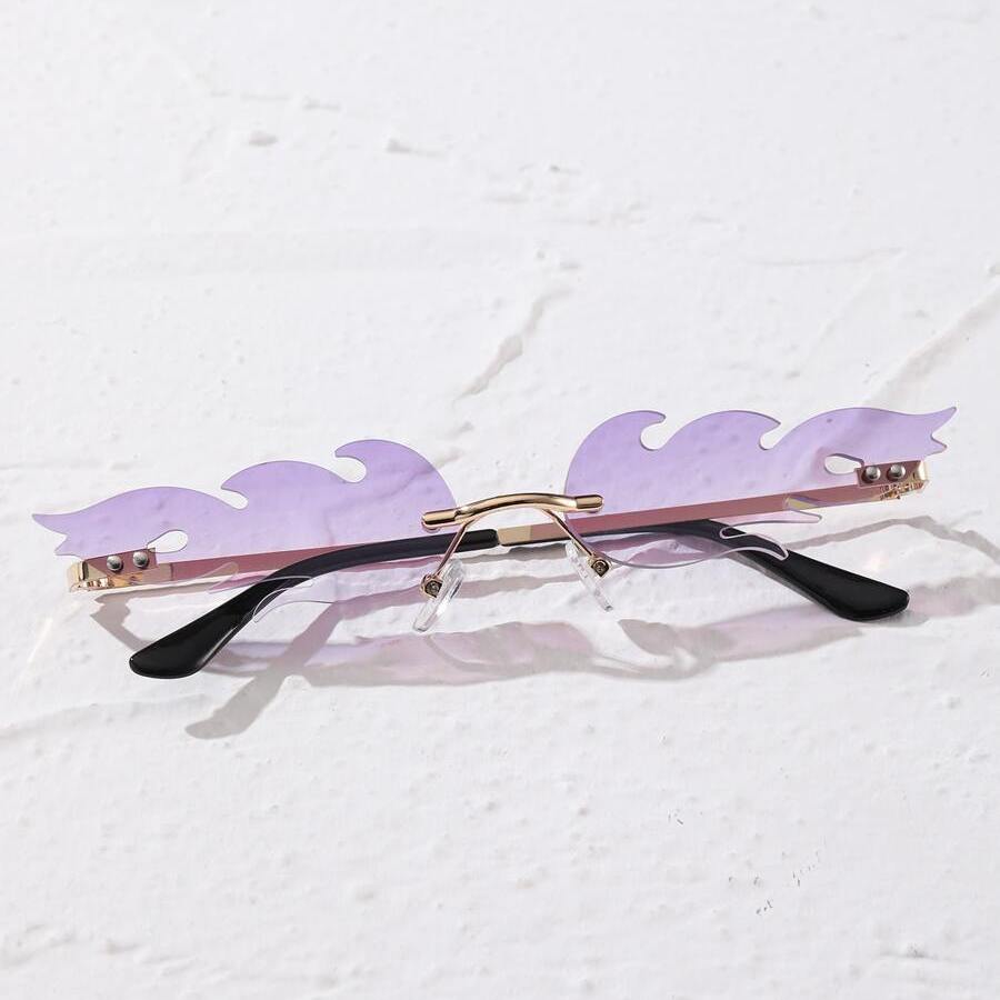 Vintage Rimless Fire Flame Sunglasses for Women