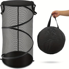 Large Collapsible Laundry Basket with Lid Foldable Mesh Pop Up Hamper
