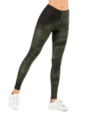Sexy Green Graffiti Print Leggings High Waist Slim Leggings