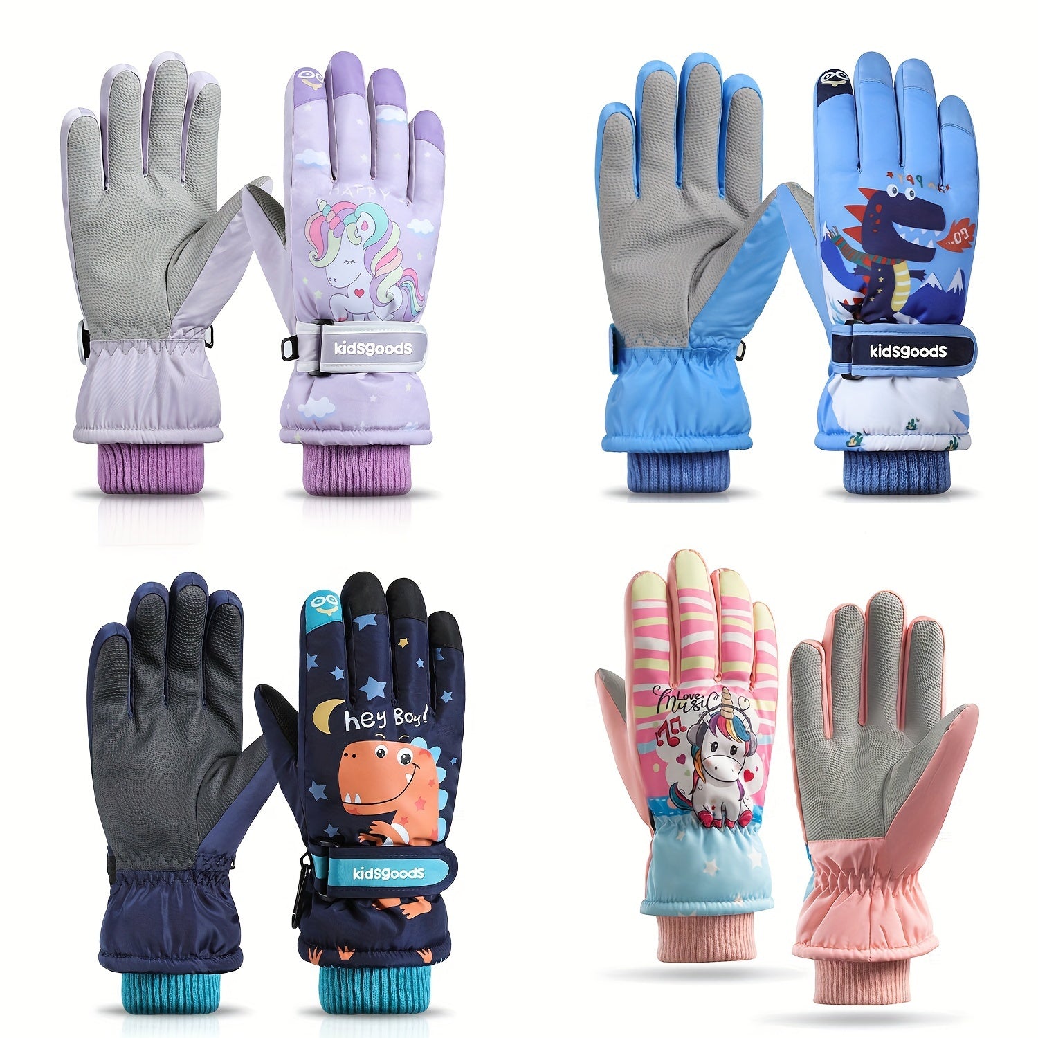 Kids Winter Waterproof Skiing Gloves, Non-slip Snow Playing Gloves