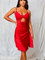 Lace Slip Nightdress V Neck Cross Back Sleep Dress