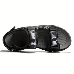 Men's Leather Hiking Sandals With Camo Print