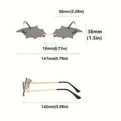 Y2K Bat Sunglasses Rimless Metal Eyeglasses Women Men