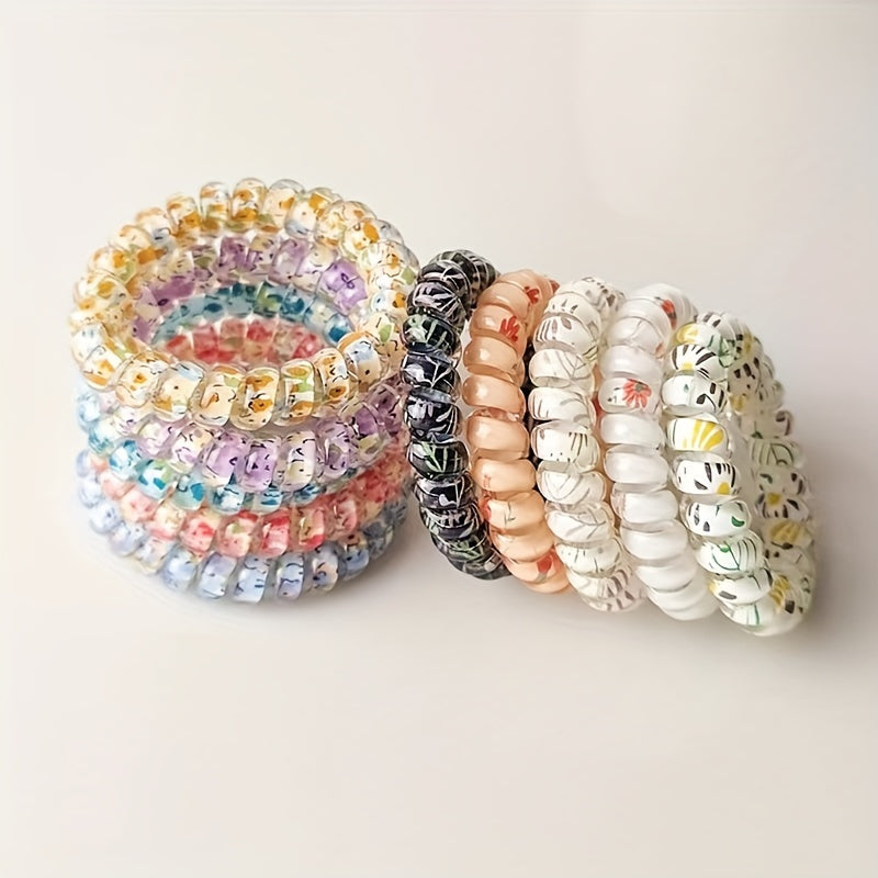 Telephone Wire Floral Hair Tie Elastic Rubber Band Head Rope