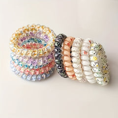 Telephone Wire Floral Hair Tie Elastic Rubber Band Head Rope