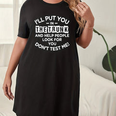 Slogan Print Round Neck Sleep Dress