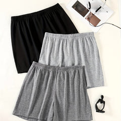 3pcs Solid Biker Shorts for Women Spring & Summer