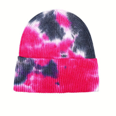 Tie Dye Windproof Knitted Hat for Outdoor Activities