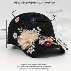 Women's Y2K Lace Flower Decor Knitted Baseball Cap