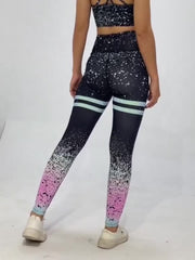 Sparkly Print Fitness Yoga Pants Slim Fit Leggings Women