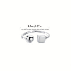 S925 Silver Geometric Open Ring For Girls