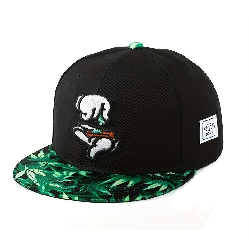 Leaf Print Baseball Cap Hip Hop Hands Embroidered Snapback Hat Unisex