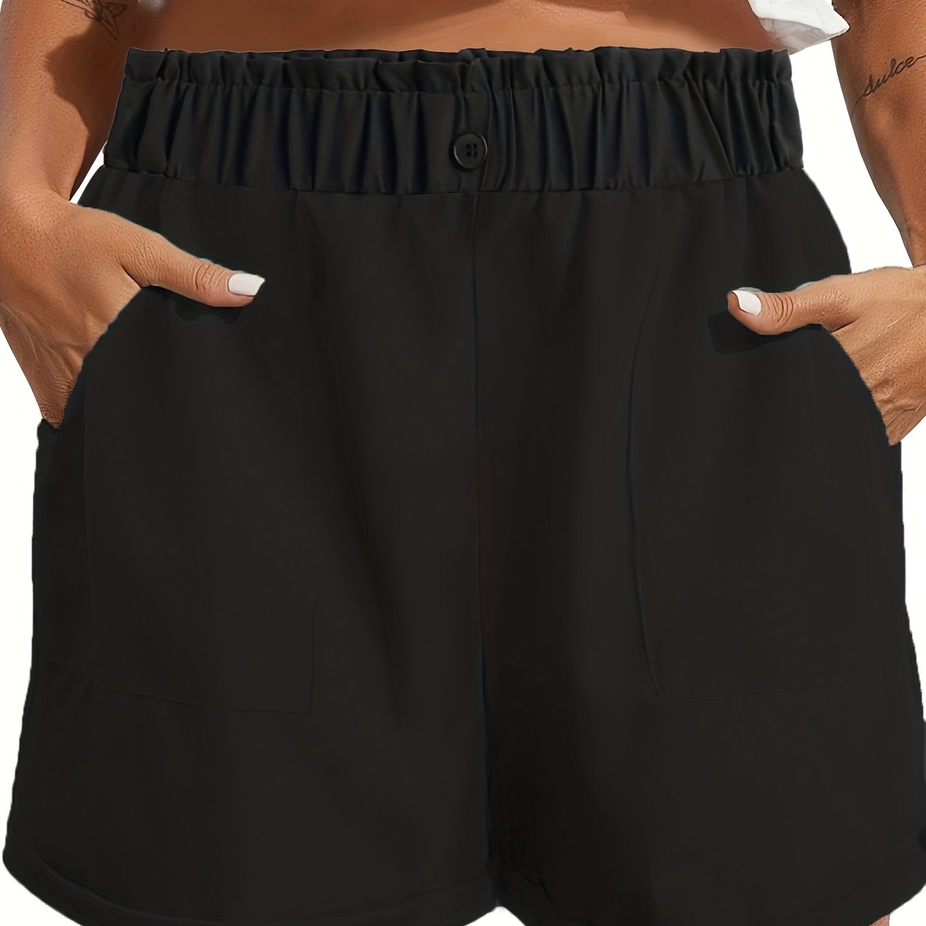 Solid Elastic Waist Shorts Casual Summer Versatile Women's Clothing