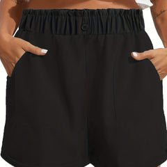 Solid Elastic Waist Shorts Casual Summer Versatile Women's Clothing