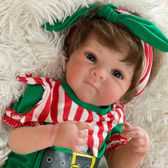 Soft Silicone Reborn Doll in Christmas Dress