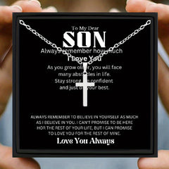 Son Cross Necklace - Stainless Steel Birthday Gift for Teen Boys