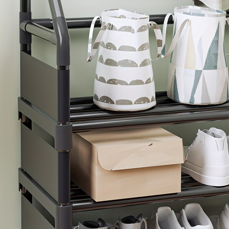 Entryway Coat Rack with Shoe Storage Shelves