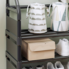 Entryway Coat Rack with Shoe Storage Shelves