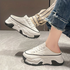 Women's Platform Canvas Slip-On Shoes Height Increasing Outdoor Sneakers