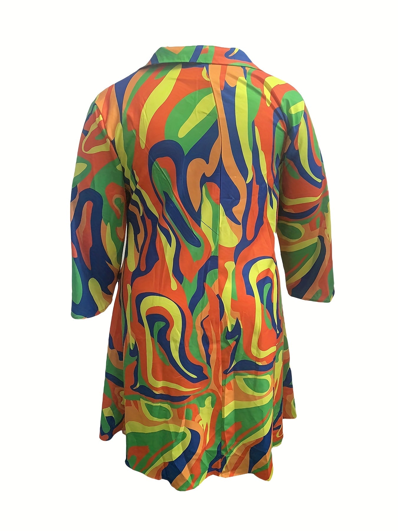 Printed Long Sleeve Polo Neck Dress