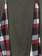 Colorblock Plaid Print Long Sleeve Dress