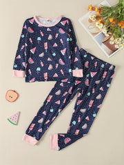 2Pcs Toddler Girls Watermelon Pajama Set Long Sleeve Top & Pants