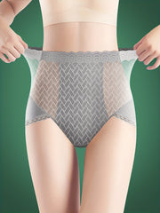 Geometric Pattern Mesh Briefs Comfy & Breathable Intimates Panties