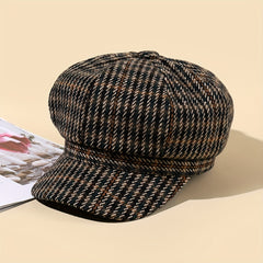 Plaid Octagonal Hat Outdoor Sun Hat Casual Cap Painter Hat