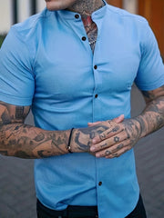 Solid Men's Casual Short Sleeve Shirt Summer Tops