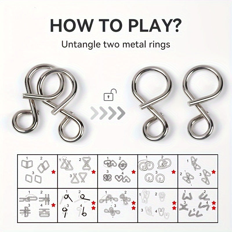 Set Of 24 Golden Puzzle Rings Nine ring Set Educational And Puzzle solving Toy
