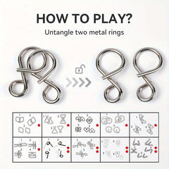 Set Of 24 Golden Puzzle Rings Nine ring Set Educational And Puzzle solving Toy