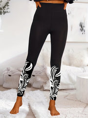 Plus Floral Print High Rise Stretch Fitness Leggings