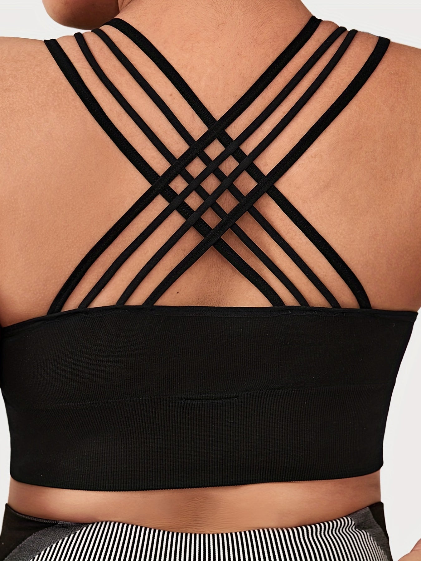 Sports Bra Women's Plus Split Strap Criss Cross Back Seamless Bra