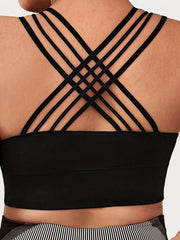 Sports Bra Women's Plus Split Strap Criss Cross Back Seamless Bra