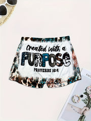 Letter & Graphic Print Skinny Shorts for Women