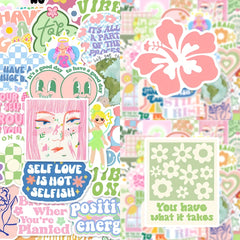 50pcs Literary Series Graffiti Stickers for Laptop Water Cup Decoration