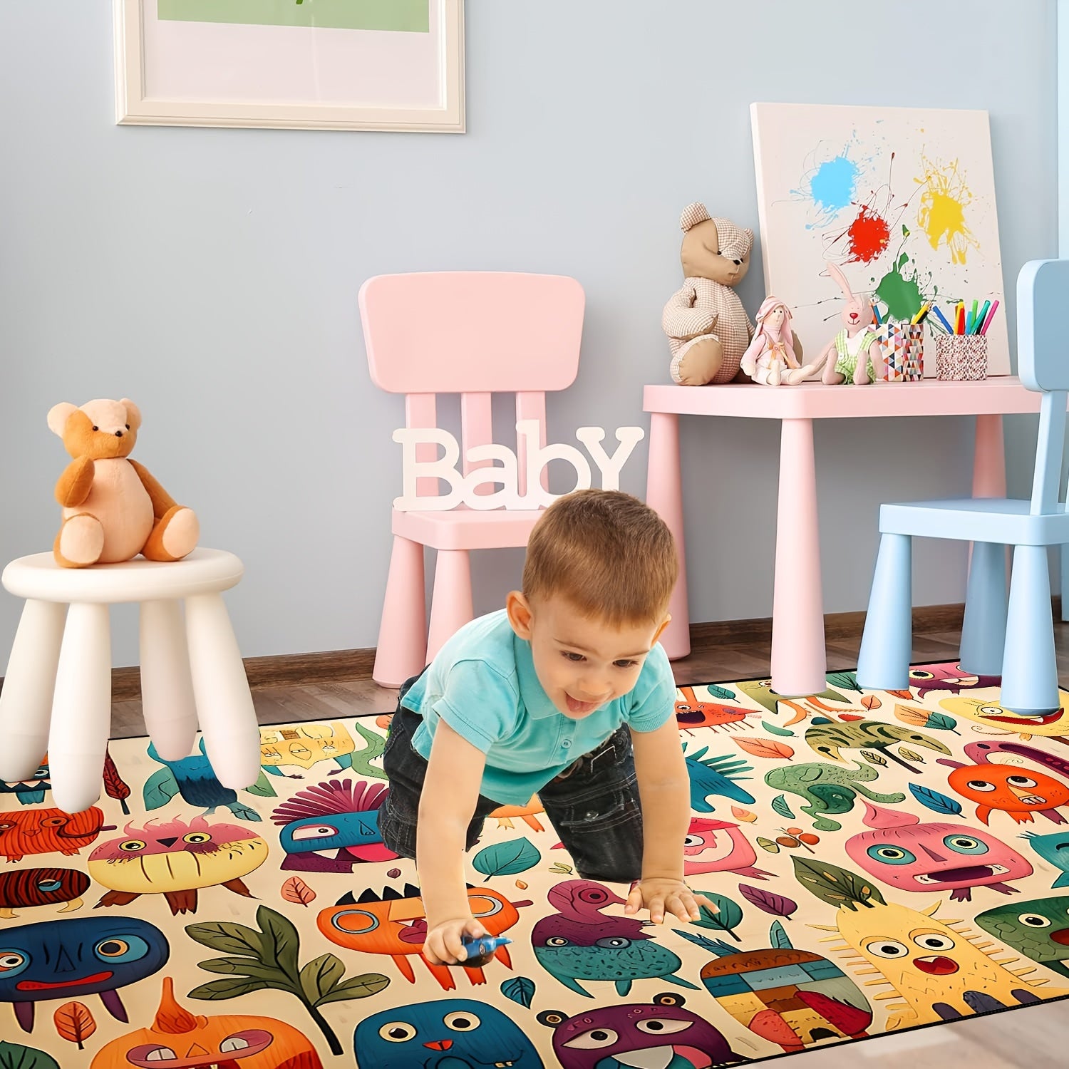 Cartoon Kids Carpet Playset Rug Early Educational Kids Crawling Mat