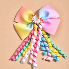 Girls Rainbow Bowknot Tape With Unicorn Charm