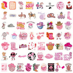 55pcs Disco Cowgirl Sticker Pack - Cowboy & Western Themed Vinyl Decals