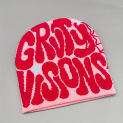 Y2K Street Acrylic Knit Cap Multicolor Letter Jacquard Hat