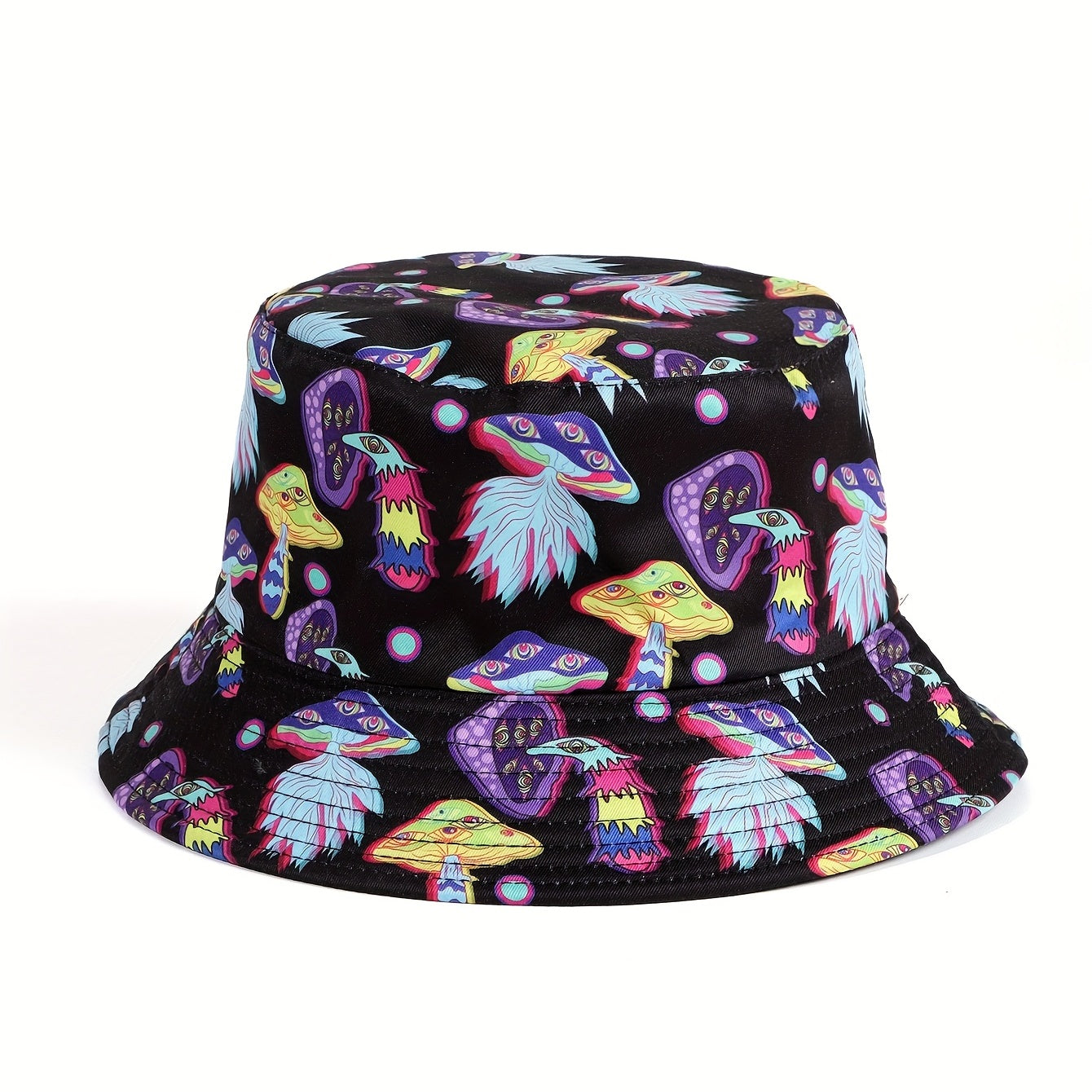 Mushroom Print Reversible Bucket Hat Vintage Sunscreen Basin Hat