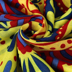 Boho Yellow Print Scarf Vintage Tassel Shawl Classic Windproof Head Large Towel