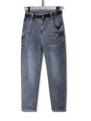 Washed Stretch Denim Jeans Women's Casual Pants