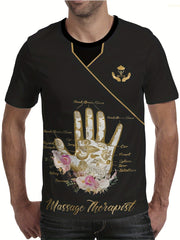 Men's Floral Hand Graphic T shirt 3D Digital Print Active Short Sleeve Tee