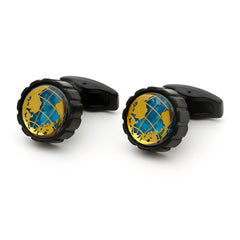 Round Men's Cufflinks Map Design
