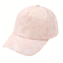 Vintage Flower Embroidery Baseball Cap Hot Stamping Solid Sun Hat Adjustable Dad
